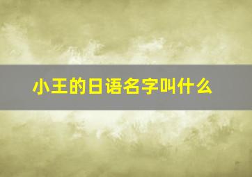 小王的日语名字叫什么