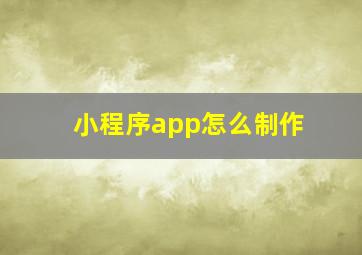 小程序app怎么制作