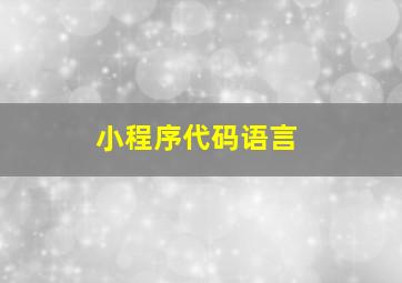 小程序代码语言