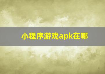 小程序游戏apk在哪