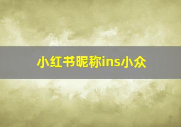 小红书昵称ins小众