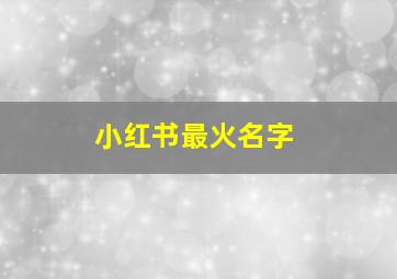 小红书最火名字