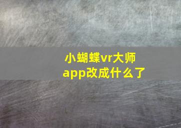 小蝴蝶vr大师app改成什么了