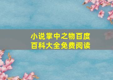 小说掌中之物百度百科大全免费阅读