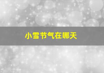 小雪节气在哪天