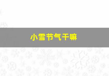 小雪节气干嘛