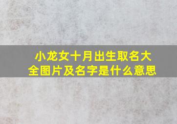 小龙女十月出生取名大全图片及名字是什么意思