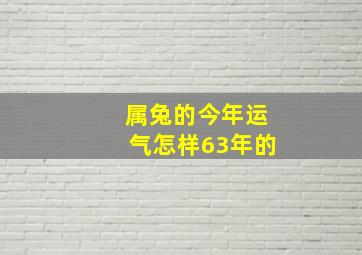 属兔的今年运气怎样63年的