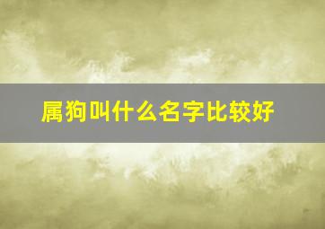 属狗叫什么名字比较好