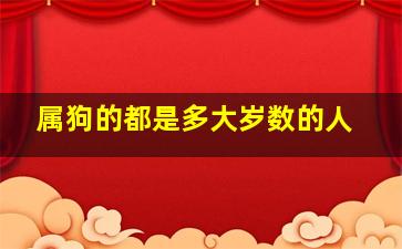 属狗的都是多大岁数的人