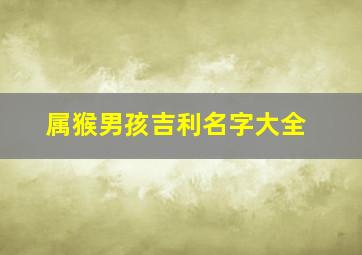 属猴男孩吉利名字大全