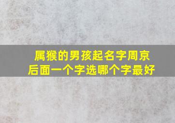 属猴的男孩起名字周京后面一个字选哪个字最好