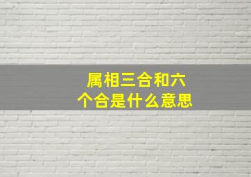 属相三合和六个合是什么意思