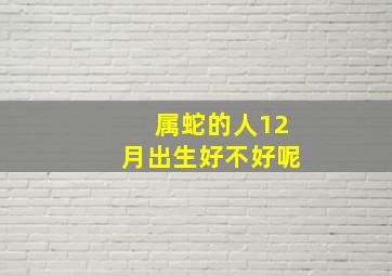 属蛇的人12月出生好不好呢