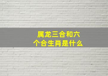 属龙三合和六个合生肖是什么