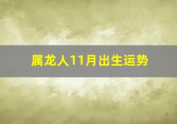 属龙人11月出生运势