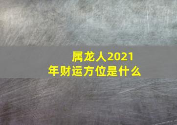 属龙人2021年财运方位是什么