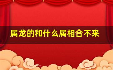 属龙的和什么属相合不来