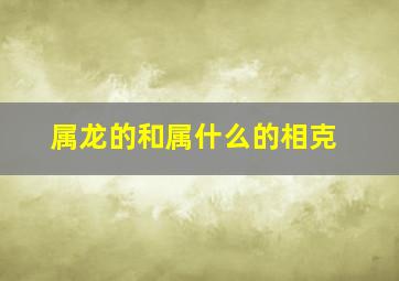 属龙的和属什么的相克