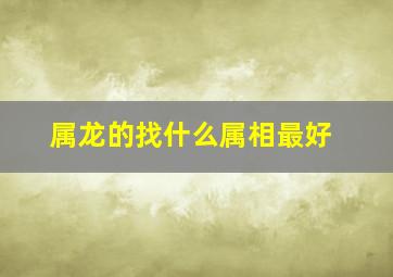 属龙的找什么属相最好