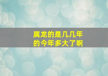 属龙的是几几年的今年多大了啊