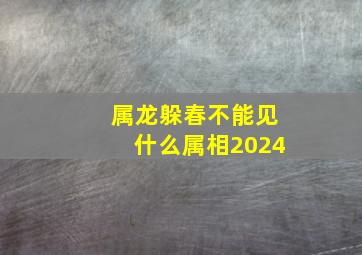 属龙躲春不能见什么属相2024