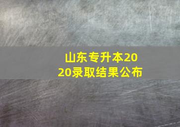 山东专升本2020录取结果公布