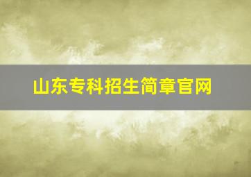 山东专科招生简章官网