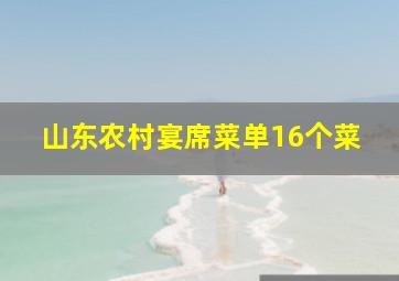 山东农村宴席菜单16个菜