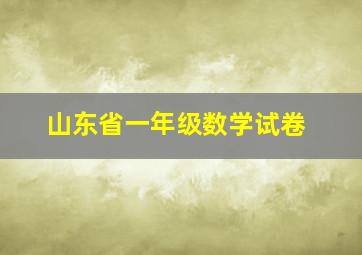 山东省一年级数学试卷