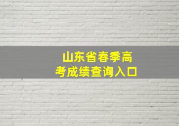 山东省春季高考成绩查询入口