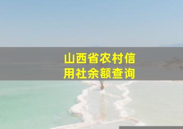 山西省农村信用社余额查询