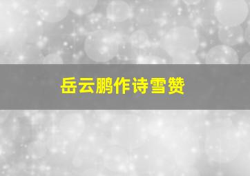 岳云鹏作诗雪赞