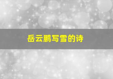 岳云鹏写雪的诗