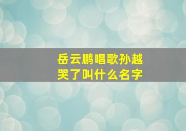 岳云鹏唱歌孙越哭了叫什么名字