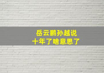 岳云鹏孙越说十年了啥意思了