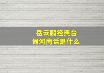 岳云鹏经典台词河南话是什么