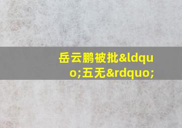 岳云鹏被批“五无”