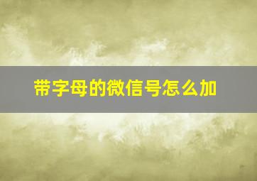 带字母的微信号怎么加