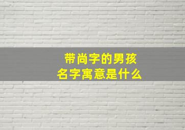 带尚字的男孩名字寓意是什么