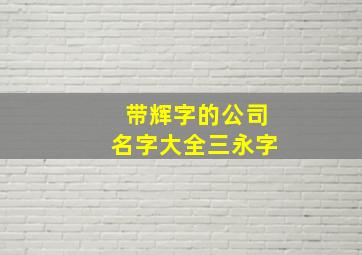 带辉字的公司名字大全三永字