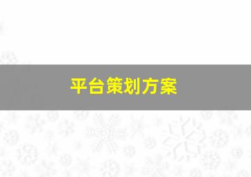 平台策划方案