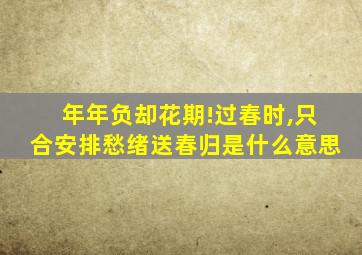 年年负却花期!过春时,只合安排愁绪送春归是什么意思