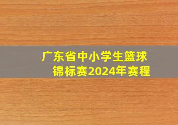 广东省中小学生篮球锦标赛2024年赛程