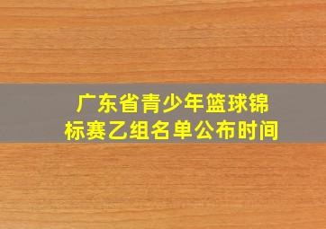 广东省青少年篮球锦标赛乙组名单公布时间