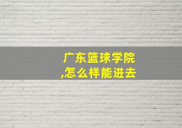 广东篮球学院,怎么样能进去