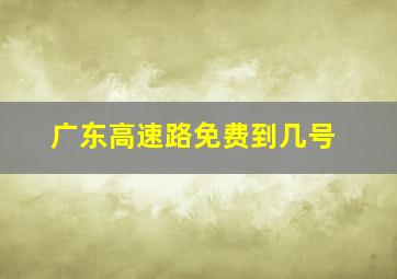 广东高速路免费到几号