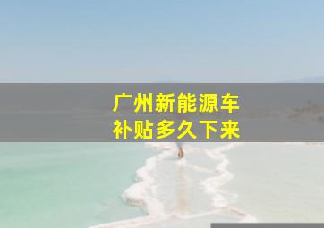 广州新能源车补贴多久下来