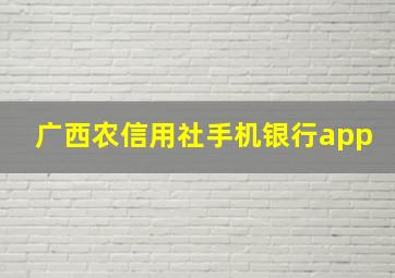 广西农信用社手机银行app