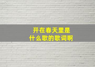 开在春天里是什么歌的歌词啊